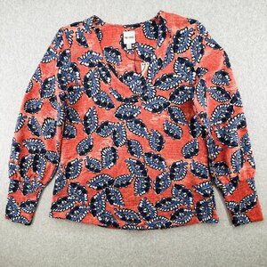 NWT Nic + Zoe Amber Blues Top Size XS Long Sleeve V-Neckline Cotton Span Terry